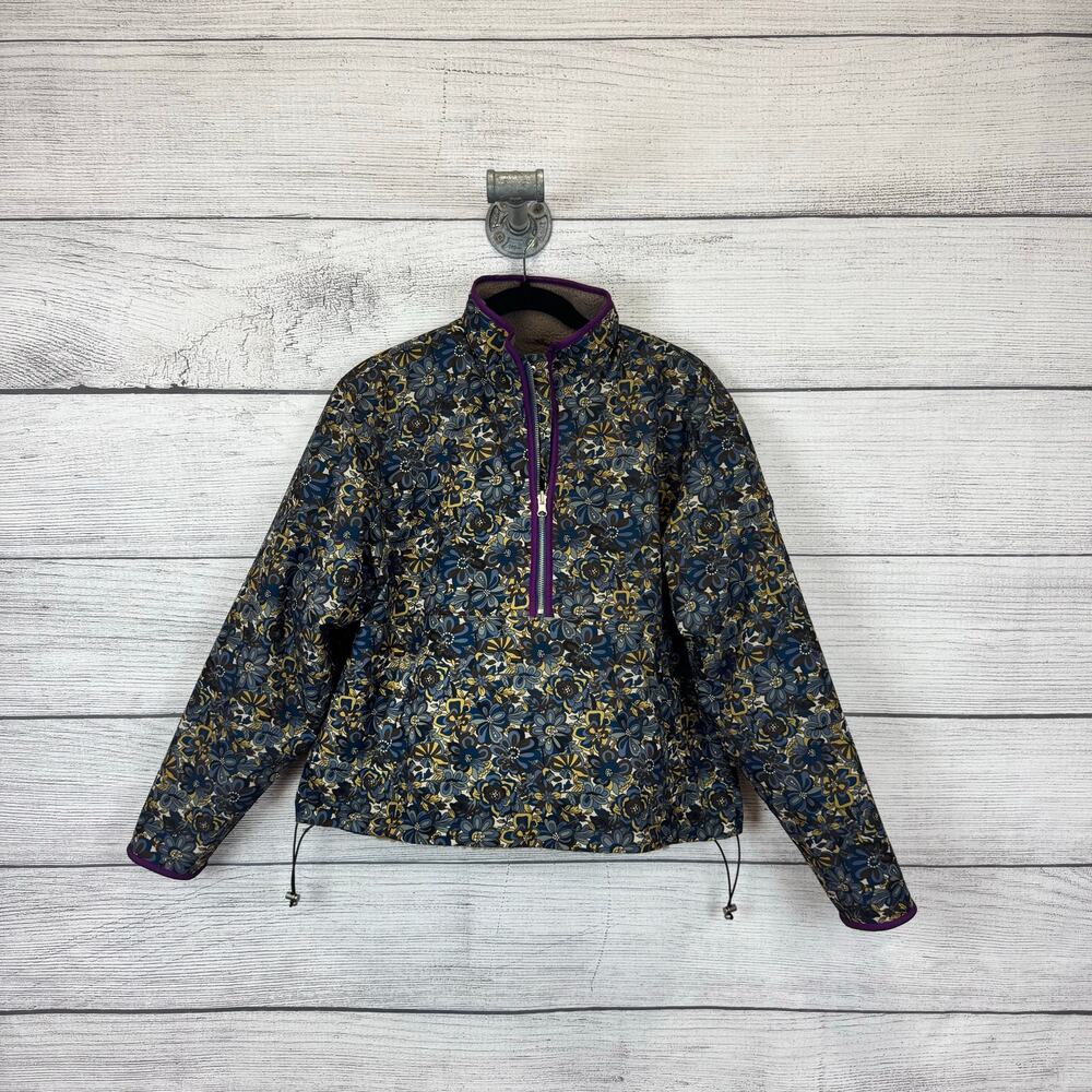 Current Air Women's Floral Blue & Tan Sherpa Reversible Jacket Size XS